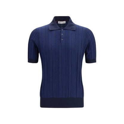 Brunello Cucinelli plava končana polo majica NOVA KOLEKCIJA
