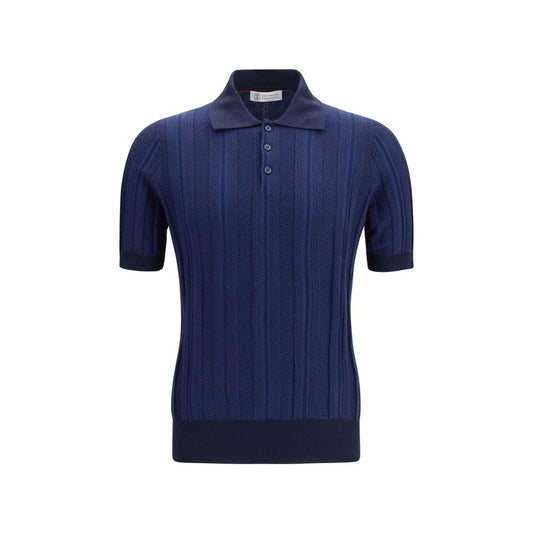 Brunello Cucinelli plava končana polo majica NOVA KOLEKCIJA