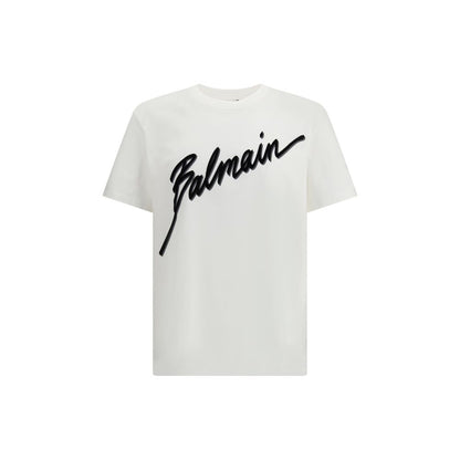 Balmain Bijela majica s natpisom kratki rukav