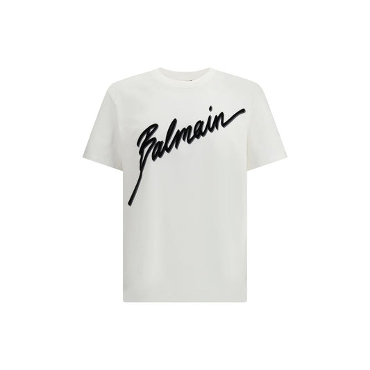 Balmain Bijela majica s natpisom kratki rukav