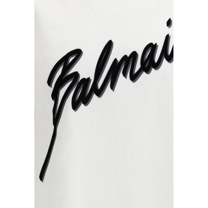 Balmain Bijela majica s natpisom kratki rukav